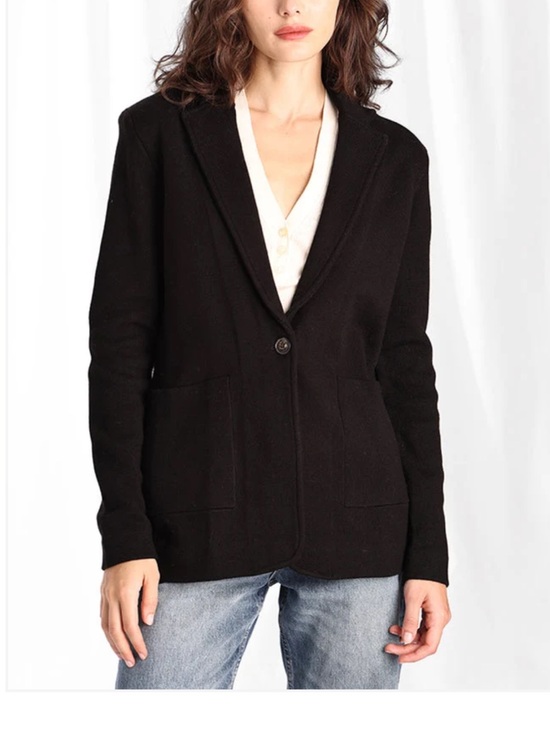 MINNIE ROSE Jackets & Blazers - Minnie Rose Black Knit Sweater Blazer Jacket Medium NWT Cotton Blend